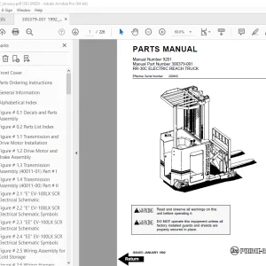 BT Prime-Mover RR-30C Electric Reach Truck Parts Manual PDF