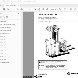 BT Prime Mover RR-30C Electric Reach Truck Parts Manual - PDF DOWNLOAD