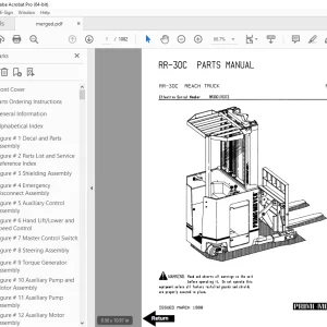 BT Prime Mover RR-30C Reach Truck Parts Manual - PDF DOWNLOAD