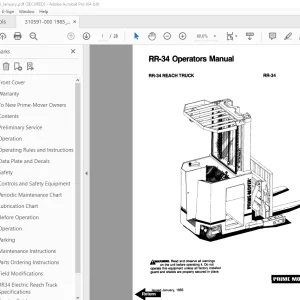 BT Prime-Mover RR-34 Reach Truck Operators Manual - PDF DOWNLOAD