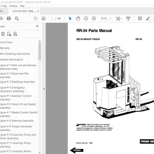 BT Prime-Mover RR-34 Reach Truck Parts Manual - PDF DOWNLOAD