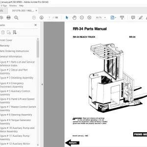 BT Prime-Mover RR-34 Reach Truck Parts Manual - PDF DOWNLOAD