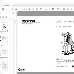 BT Prime-Mover RR-34B Reach Truck Operator's Manual - PDF DOWNLOAD