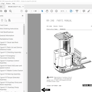 BT Prime Mover RR-34B Reach Truck Parts Manual SN RR34B181728 PDF