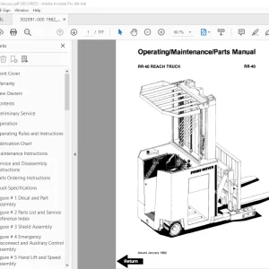 BT-Prime Mover RR-40 Reach Truck Operating Maintenance & Parts Manual PDF