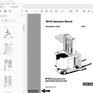 BT Prime-Mover RR-40 Reach Truck Operators Manual - PDF DOWNLOAD