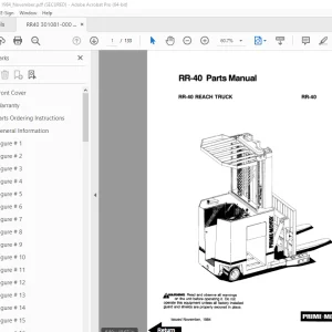 BT Prime Mover RR-40 Reach Truck Parts Manual - PDF DOWNLOAD