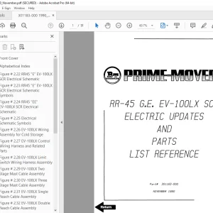 BT Prime-Mover RR-45 EV-100LX SCR Electric & Parts Manual 301183-000 PDF