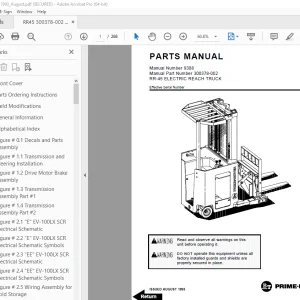 BT Prime Mover RR-45 Electric Reach Truck Parts Manual - PDF DOWNLOAD