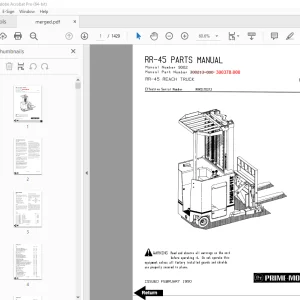 BT Prime Mover RR-45 Reach Truck Parts Manual 300378-000 - PDF DOWNLOAD