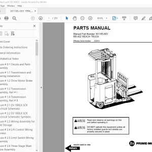 BT Prime-Mover RR-45Z Reach Truck Parts Manual PN 301185-003 PDF