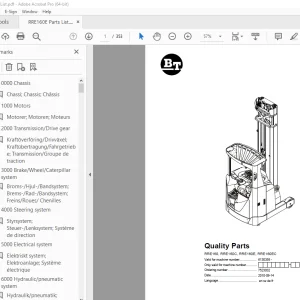BT Prime Mover RRE160, RRE160C, RRE160E, RRE160EC Truck Parts Manual PDF