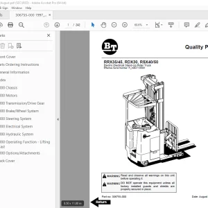 BT Prime Mover RRX35 RRX45 RDX30 RSX40 RSX50 Electric Electrical Rider Truck Parts Manual PDF