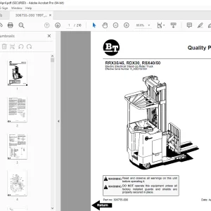 BT Prime Mover RRX35 RRX45 RDX30 RSX40 RSX50 Truck Parts Manual PDF