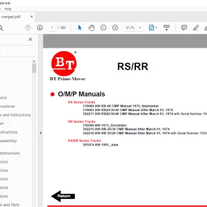BT Prime-Mover RS-20 RS-30 RS-40 RR-20 RDR-25 RR-30 Truck Operating & Parts Manual PDF