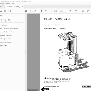 BT Prime Mover RS-40C Straddle Truck Parts Manual - PDF DOWNLOAD