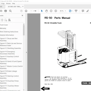 BT Prime Mover RS-50 Straddle Truck Parts Manual - PDF DOWNLOAD