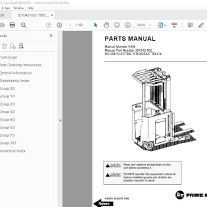 BT-Prime Mover RS-50B Electric Straddle Truck Parts Manual - PDF DOWNLOAD