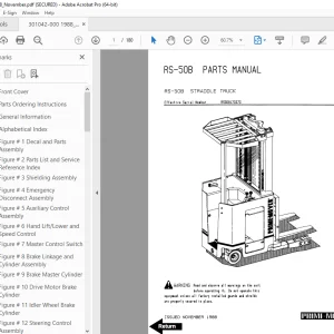 BT Prime-Mover RS-50B Straddle Truck Parts Manual_1988 SN RS508170373 PDF