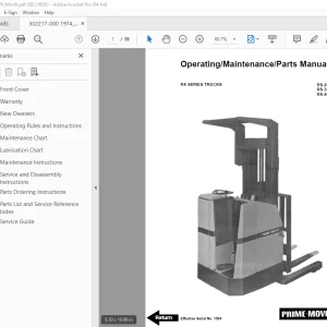 BT Prime-Mover RS Series Truck RS-20 RS-30 RS-40 Operating Maintenance & Parts Manual PDF