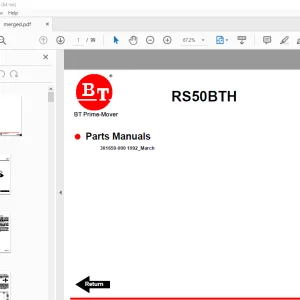 BT Prime-Mover RS50BTH Electric Truck Parts Manual - PDF DOWNLOAD