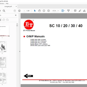 BT Prime-Mover SC-20 SC-25 SC-30 SC-40 SC Series Truck Operating Maintenace & Parts Manual - PDF DOWNLOAD