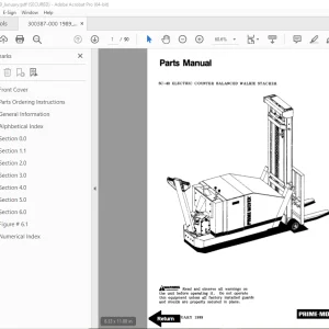 BT Prime Mover SC-40 Electrical Counter Balanced Walkie Stacker Parts Manual PDF