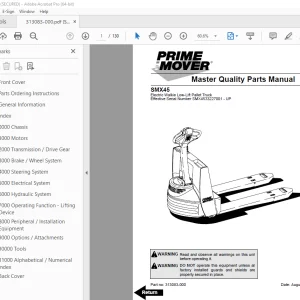 BT Prime Mover SMX45 Electric Walkie Low-Lift Paller Truck Parts Manual PDF