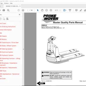 BT Prime Mover SMX45 Electric Walkie Low-Lift Pallet Truck Parts Manual PDF
