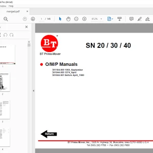 BT Prime-Mover SN-20 SN-20R SN-30 SB-30R Electric Walkie Stacker Truck Operating & Part Manual PDF