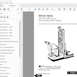 BT Prime Mover SN SR Electric Walkie Straddle Repair Manual - PDF DOWNLOAD