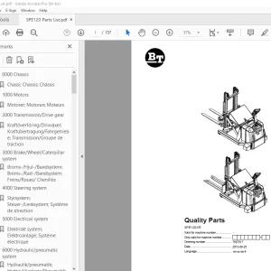 BT Prime Mover SPE120XR Parts Manual 7557517 - PDF DOWNLOAD