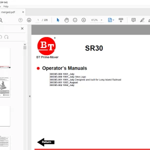 BT Prime-Mover SR-30 Electric Walkie Reach Truck Operator's Manual PDF