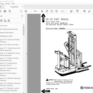 BT Prime Mover SR-30 Electric Walkie Reach Truck Parts Manual PDF