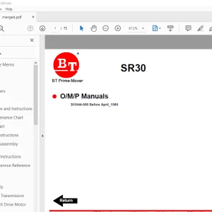 BT Prime-Mover SR30 Operation Maintenance & Parts Manual PN 301044-000 PDF