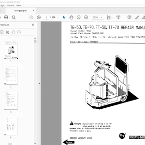 BT Prime-Mover TE-50 TE-70 TT-50 TT-70 Series Electric Tow Tractor Repair Manual PDF