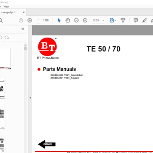 BT Prime-Mover TE-Series TE-50 TE-70 Electric Tow Tractor Parts Manual PDF