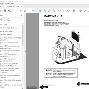 BT Prime Mover TE Series TE-70 Electric Tow Tractor Parts Manual PDF