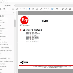 BT Prime-Mover TMX Electric Tow Tractor Operator's Manual PDF