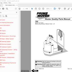 BT Prime Mover TMX Electric Tow Tractor Parts Manual PN 308562-000 PDF
