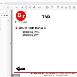 BT Prime Mover TMX Master Parts Manuals - PDF DOWNLOAD