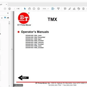BT Prime Mover TMX Operator's Manuals - PDF DOWNLOAD