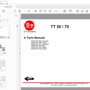 BT Prime-Mover TT Series TT-50 TT-70 Electric Tow Tractor Parts Manual PDF