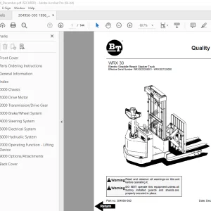 BT-Prime Mover WRX 30 Electric Straddle Reach Stacker Truck Parts Manual PDF