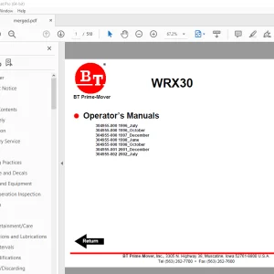 BT Prime-Mover WRX30 Operator's Manual - PDF DOWNLOAD