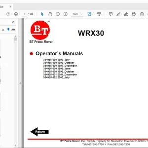 BT Prime-Mover WRX30 Operator’s Manuals - PDF DOWNLOAD