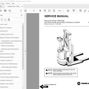 BT Prime-Mover WSX-20 WSX-25 Electric Walkie Straddle Stacker Service Manual 304944-000 PDF