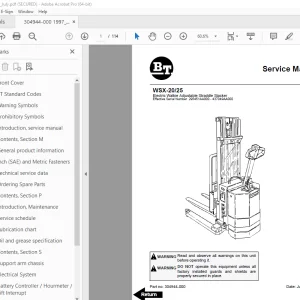 BT Prime-Mover WSX-20 WSX-25 Electric Walkie Straddle Stacker Service Manual_1997 PDF