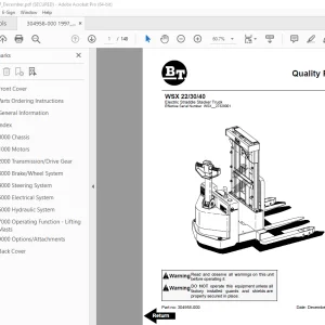 BT-Prime Mover WSX 22 WSX 30 WSX 40 Electric Straddle Stacker Truck Parts Manual PDF