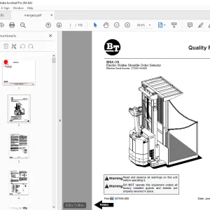 BT Prime-Mover WSX-OS Electric Walkie Straddle Order Selector Parts Manual PDF